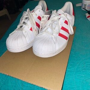 Adidas Kids White and Red Sneakers